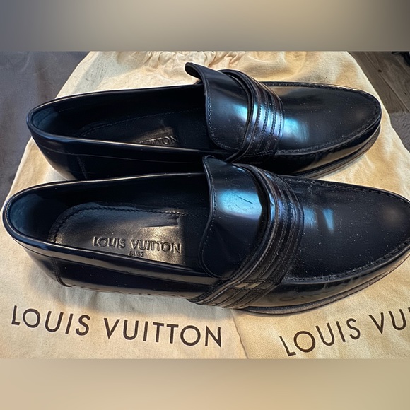 Louis Vuitton Men’s Loafer 9UK/10US Black Burgundy Leather Brand New Never Worn - Picture 6 of 13